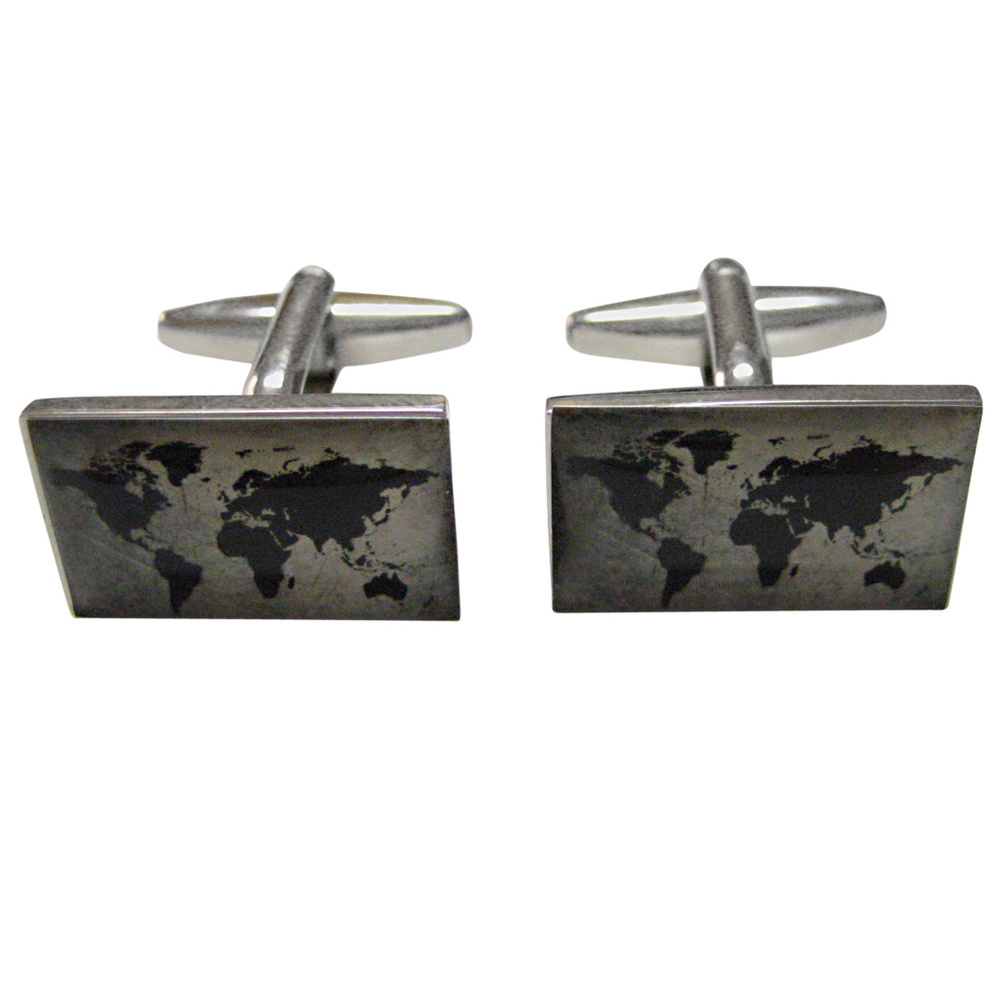Rectangular World Map Cufflinks - image 1